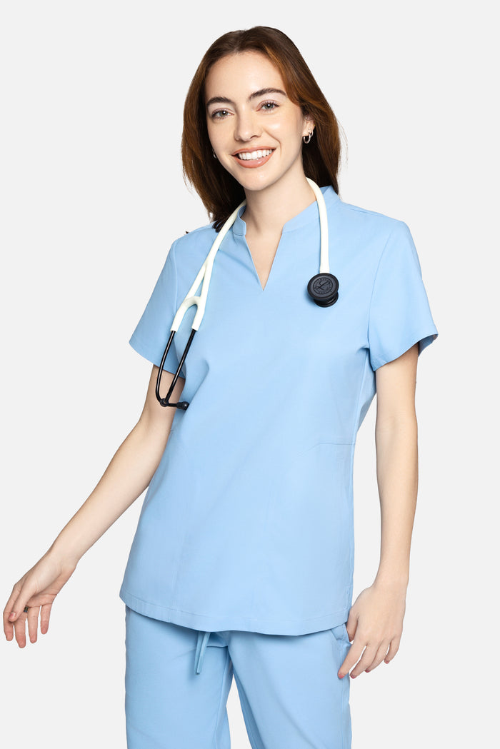 Callie Mandarin Collar Scrub Top